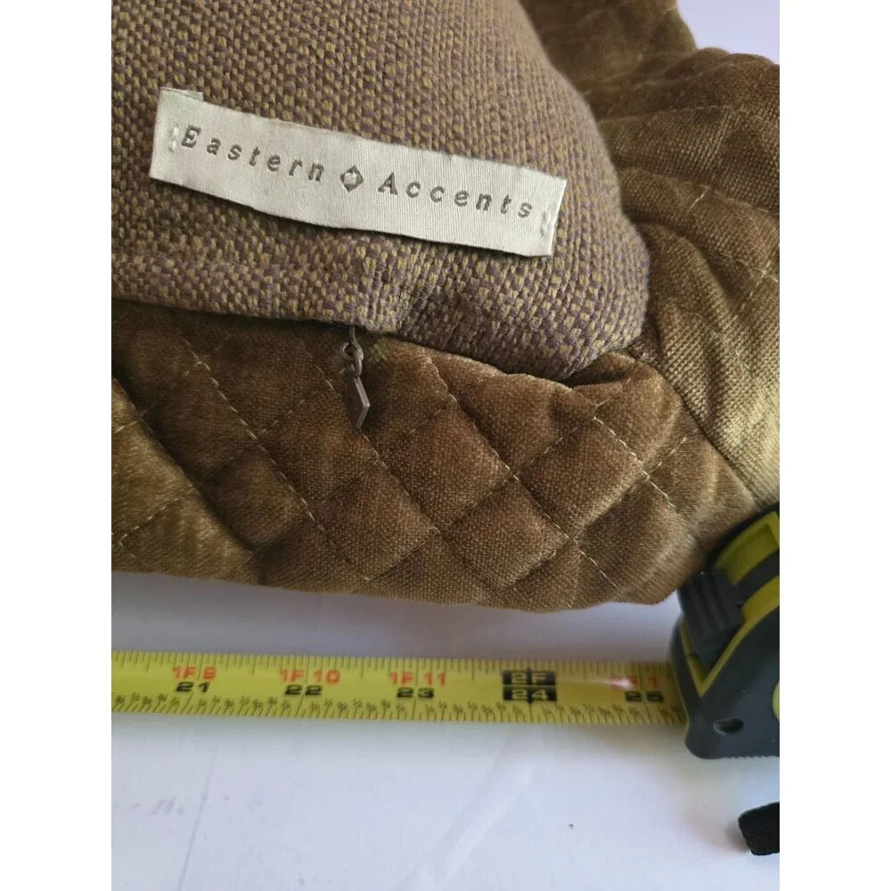 Eastern Accents Red/Gold Decorative‎ Pillow 25 inch Square Quilted Velvet Border